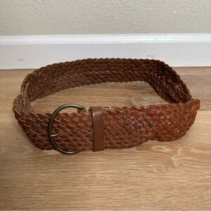 Gap Brown Genuine Leather Twisted Braided Woven Belt, Sz Small